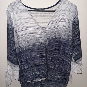 Chico's Navy and White Striped Blouse